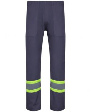 CALÇA DE BRIM - c/ FAIXA REFLETIVA CINZA  com 2 bolsos frontais    
