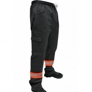 CALÇA DE BRIM - c/ FAIXA REFLETIVA 5cm LARANJA  com 2 bolsos frontais    
