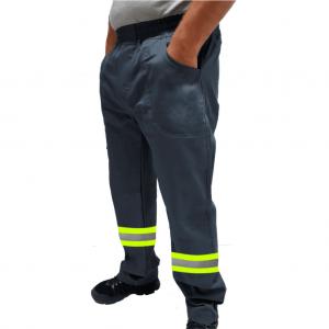 CALÇA DE BRIM - c/ FAIXA REFLETIVA 5cm VERDE  com 2 bolsos frontais    